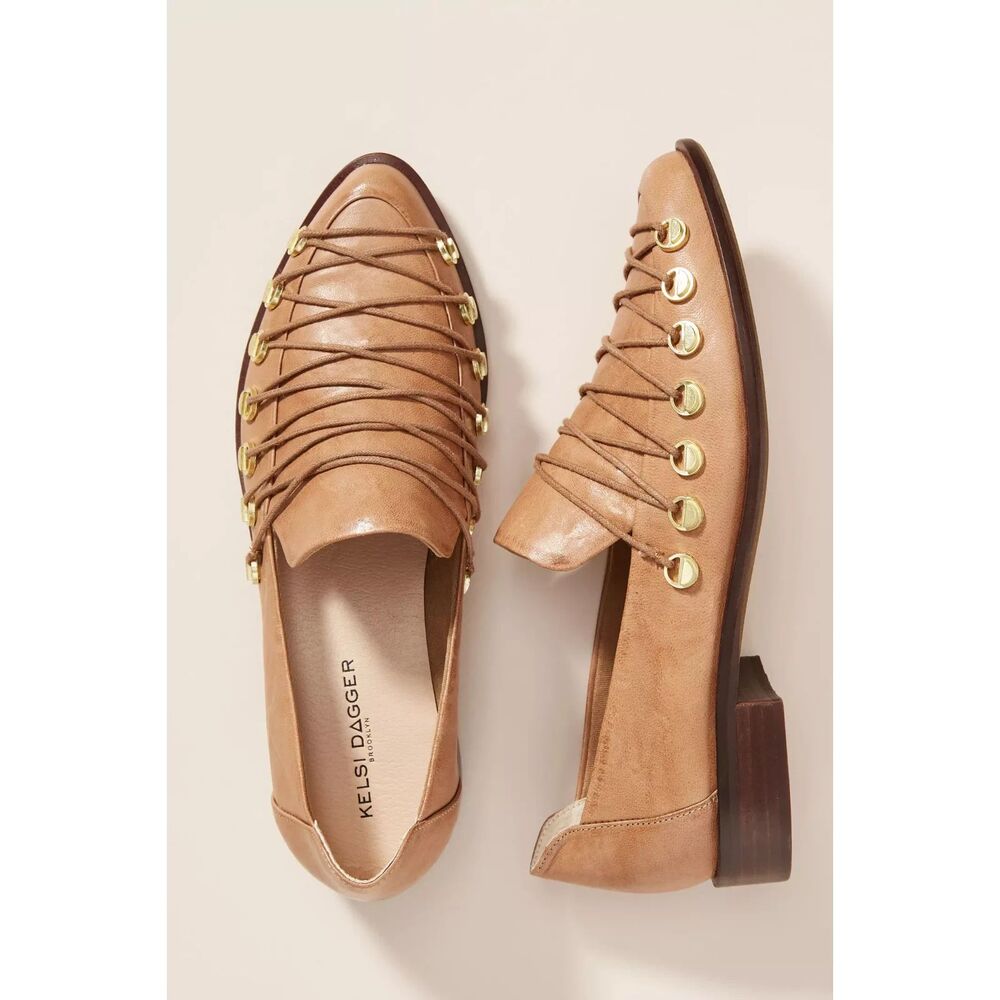 Kelsi Dagger Anthropologie Brooklyn Alamosa Lace Up Loafers Flats Size 6.5